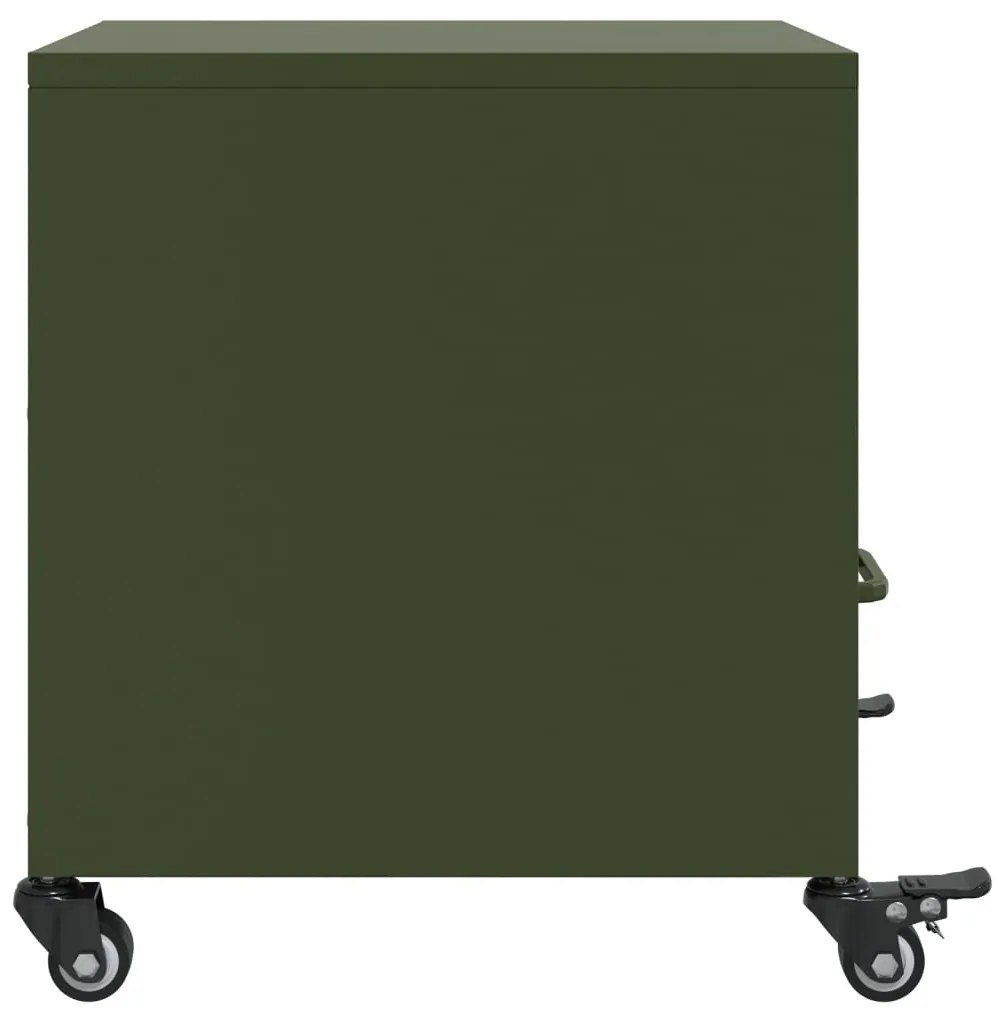 vidaXL Κομοδίνο Πράσινο Λαδί 36x39x43,5 εκ. από Χάλυβα