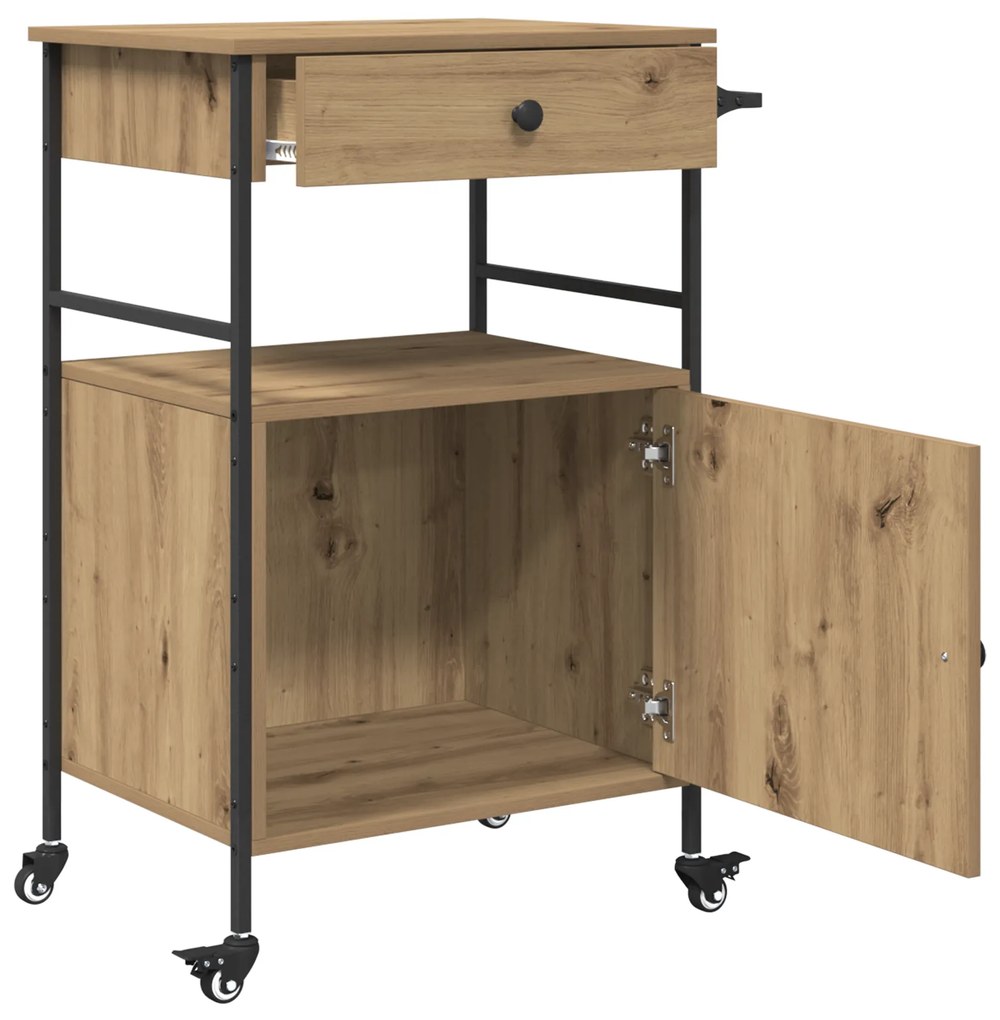 vidaXL Καρότσι Κουζίνας Ξύλο Καλλιτέχνη 56x43x89.5 εκ.