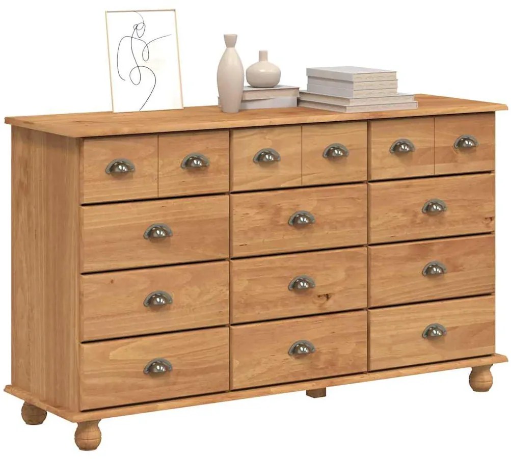 vidaXL Συρταριέρα ASKIM Καφέ 79 x 40 x 133.5 εκ Μασίφ ξύλο πεύκου