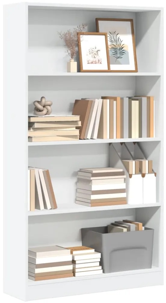 Βιβλιοθήκη Λευκή 80x24x143 εκ. από Επεξεργασμένο Ξύλο