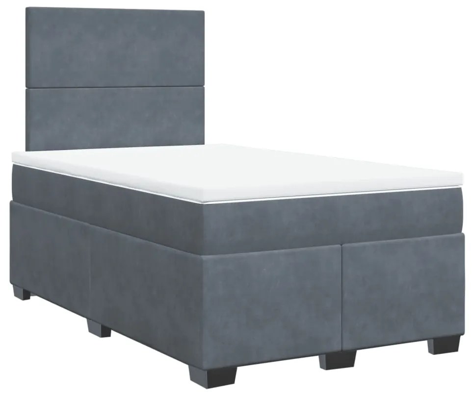 vidaXL Κρεβάτι Boxspring με Στρώμα Σκούρο Γκρι 120x190 εκ. Βελούδινο