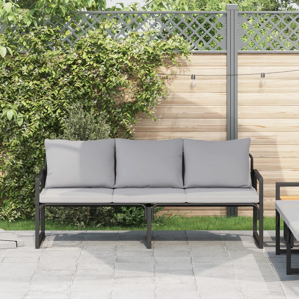 vidaXL Παγκάκι κήπου Μαύρο 180 x 72.5 x 71 εκ. Ατσάλι