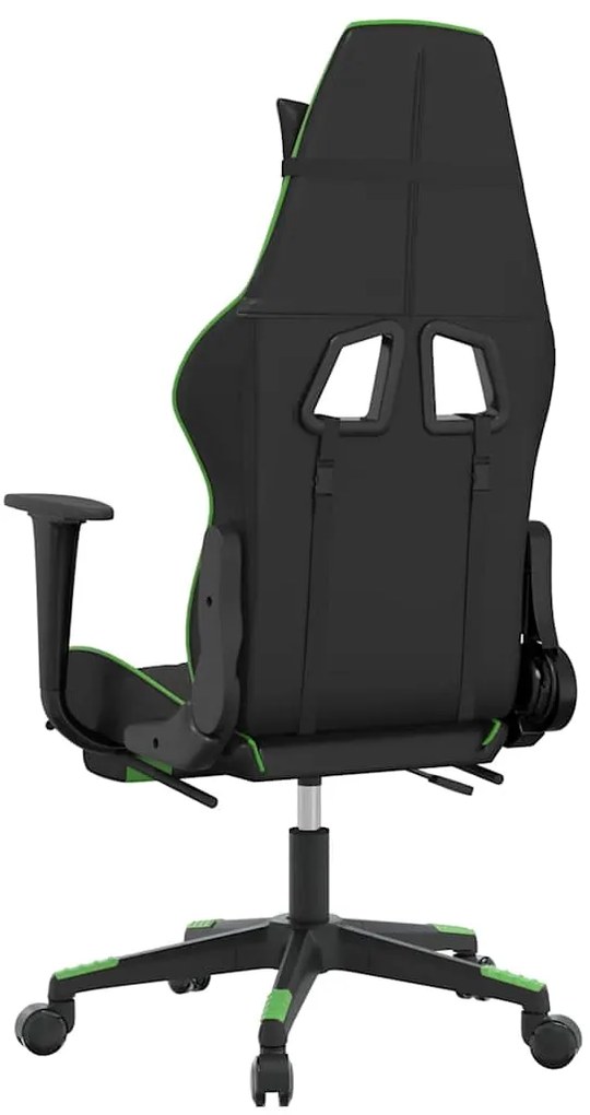 vidaXL Καρέκλα Gaming Μασάζ Υποπόδιο Μαύρο/Πράσινο από Συνθετικό Δέρμα