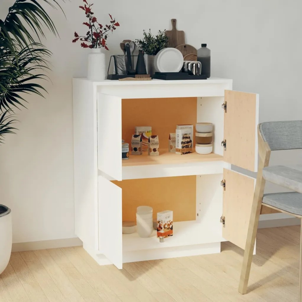 vidaXL Συρταριέρα Λευκή 60 x 34 x 75 εκ. από Μασίφ Ξύλο Πεύκου