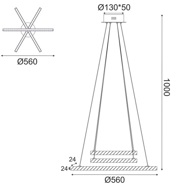 ΚΡΕΜΑΣΤΟ ΦΩΤΙΣΤΙΚΟ LED 27W 3000K 2850LM CANELA ΞΥΛΟ+ΛΕΥΚΟ ΜΕΤ/ΚΟ D56XH100CM - 21W - 50W - TNK299LED27P