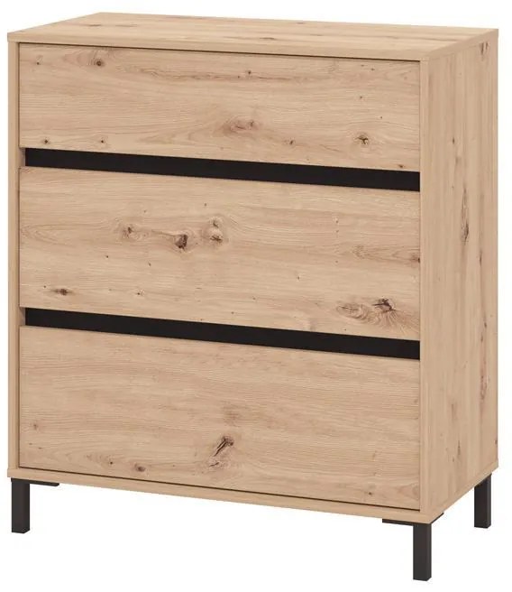 Συρταριέρα MARRON 80 3F Artisan oak - Μαύρο ματ 80x40x90εκ. 80x40x90 εκ.