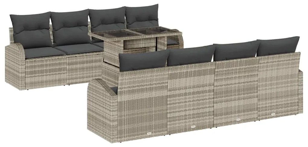vidaXL Σετ Καναπέ Κήπου με μαξιλάρι 7 pcs Ανοιχτό γκρι Πολυ ράταν