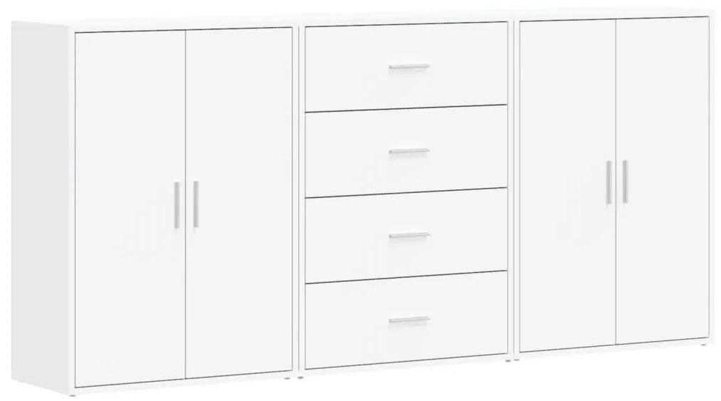 vidaXL Βοηθητικά Ντουλάπια 3 τεμ. Λευκό 60x31x84 εκ. Επεξεργ. Ξύλο