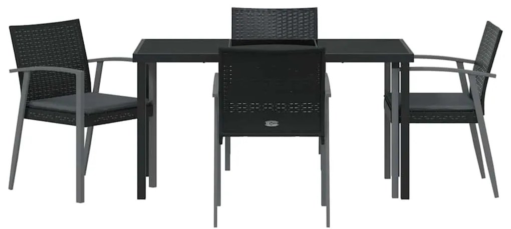 vidaXL Σέτ φαγητού για κήπο 5 pcs Μαύρο και Γκρι Ράτα PE