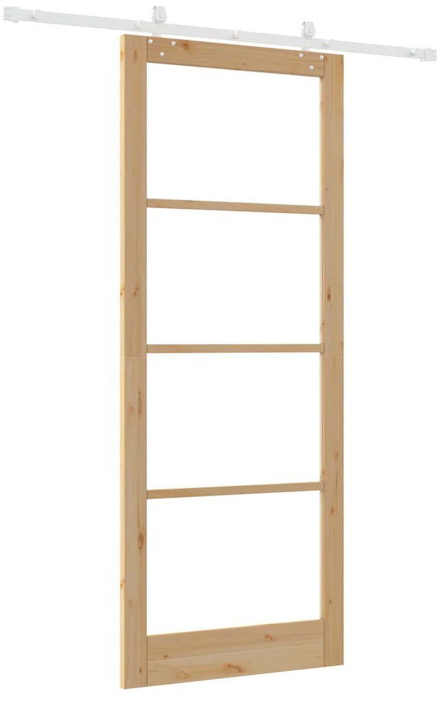 vidaXL Συρόμενη Πόρτα με Σετ Hardware 93x232 cm Μασίφ Ξύλο Πεύκου