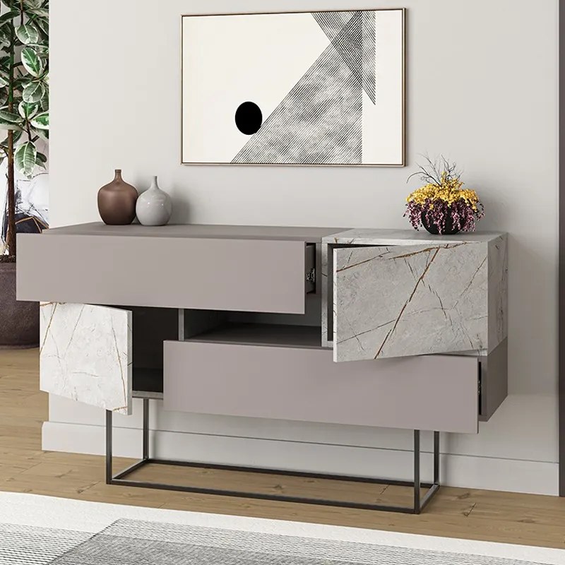 Artekko Eros Mocha Μπουφές MDF/Μέταλλο Γκρι/Λευκό (145x40x82)cm - 783-0120