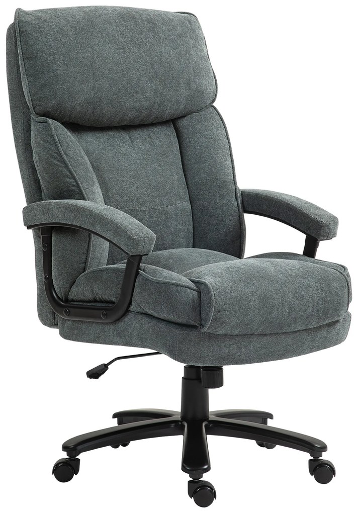 HOMCOM Μεγάλη ψηλή καρέκλα γραφείου, χωρητικότητα 200 κιλών, στιβαρή κατασκευή, μαλακό κάλυμμα, Γκρι