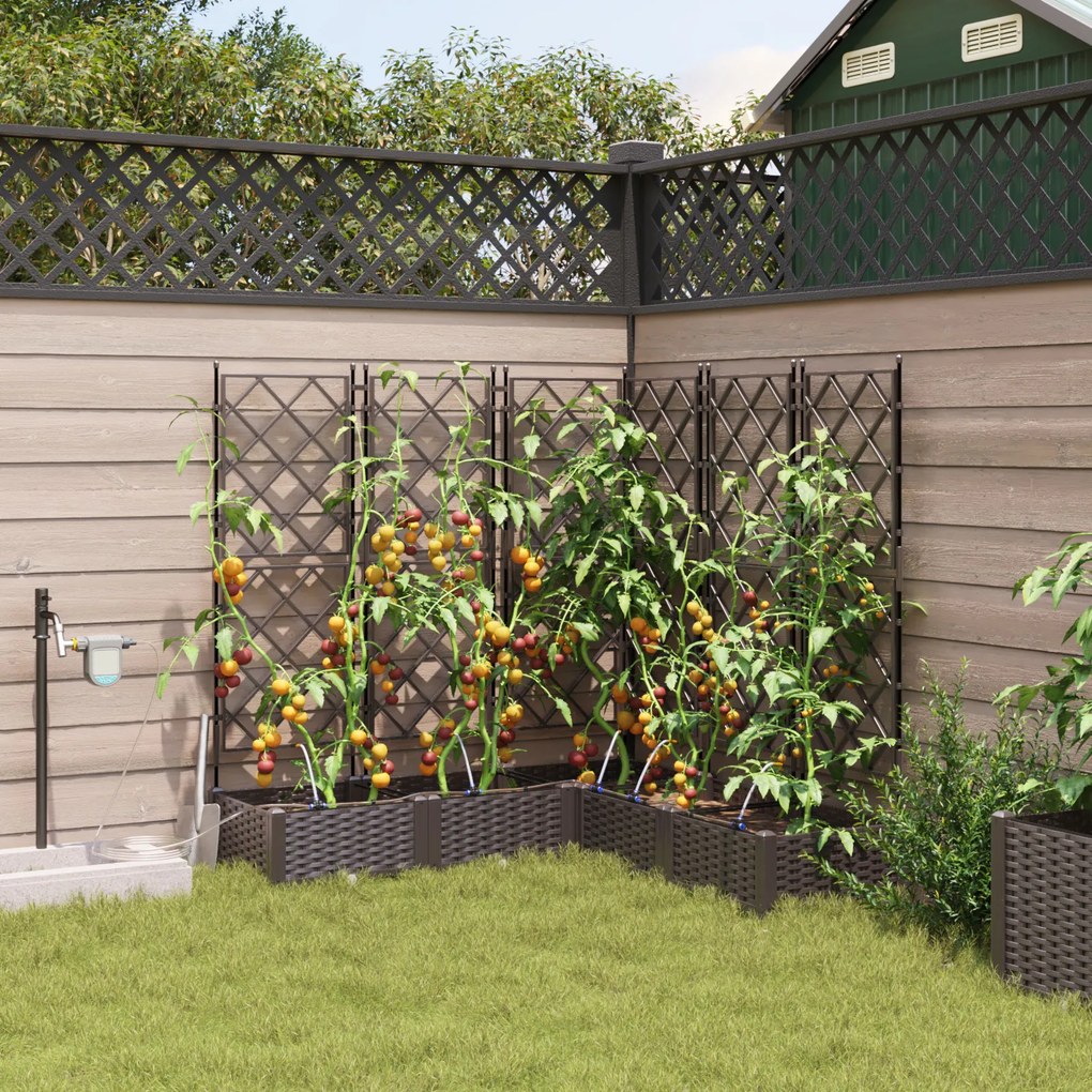 vidaXL Γλάστρες Κήπου 1 τεμ Καφασωτό Καφέ 120 x 120 x 126 cm Πλαστικό