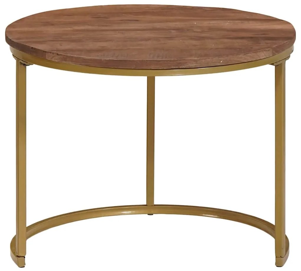 vidaXL Τραπεζάκια Καφέ Στερεών 2 pcs Μασίφ ξύλο μάνγκο και χάλυβας