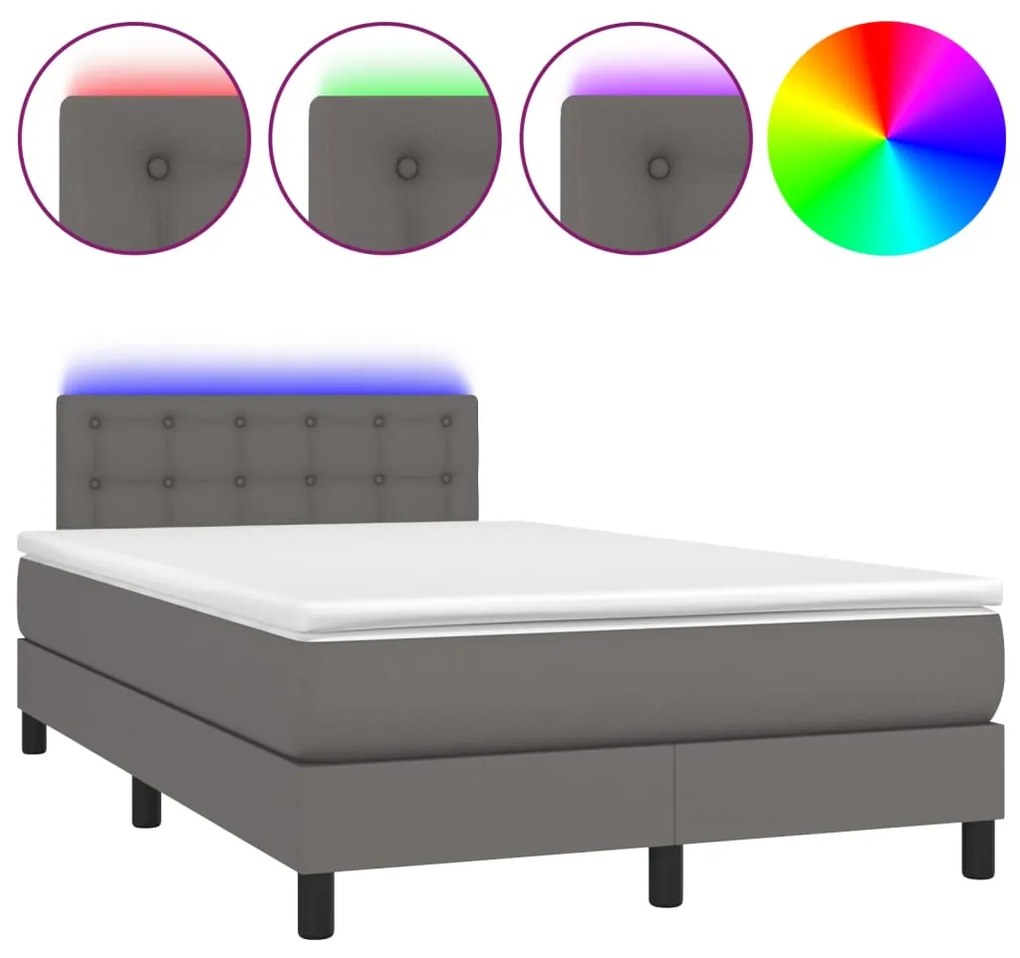 ΚΡΕΒΑΤΙ BOXSPRING ΜΕ ΣΤΡΩΜΑ &amp; LED ΓΚΡΙ 120X200 ΕΚ. ΣΥΝΘ. ΔΕΡΜΑ 3134217