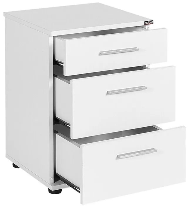 Κομοδίνο Elegance pakoworld με 3 συρτάρια σε λευκή απόχρωση 40x39x57εκ