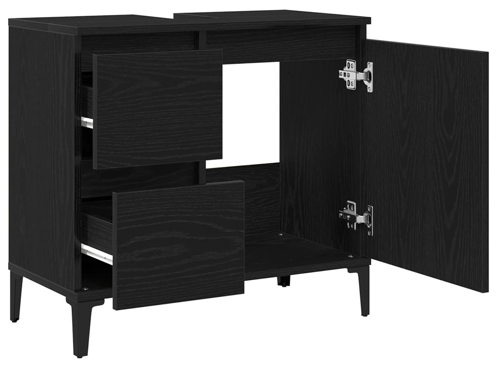 vidaXL Ντουλάπι Νιπτήρα Μαύρη Δρυς 65x33x60 εκ. Ξύλο Επεξεργασμένο