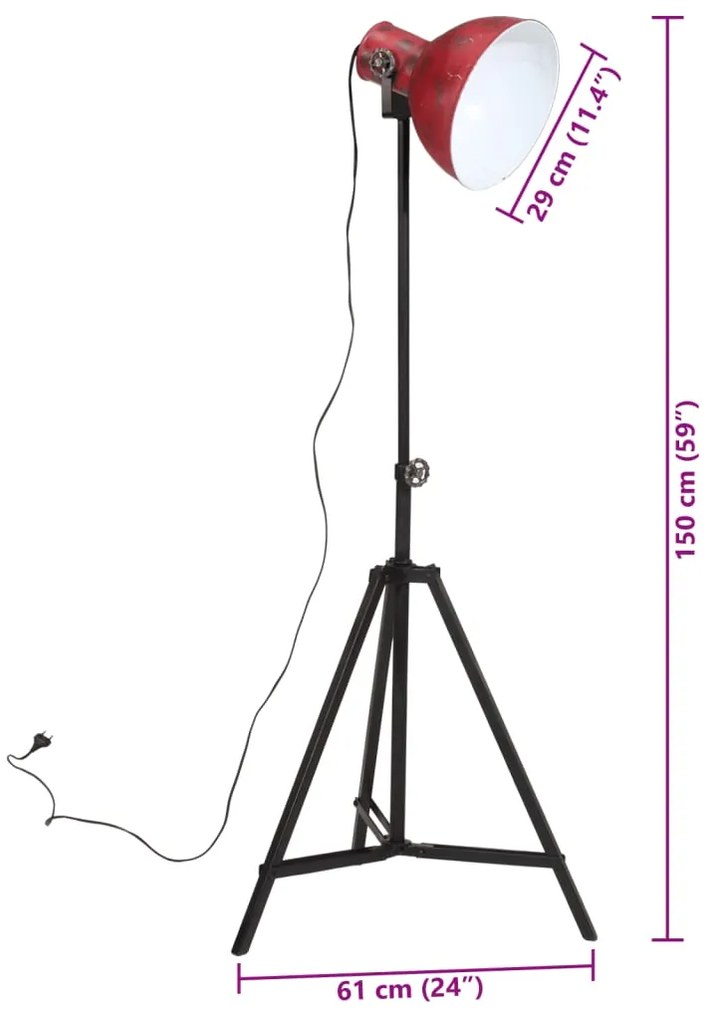 Φωτιστικό Δαπέδου 25 W Αντικέ Κόκκινο 61x61x90/150 εκ. Ε27 - Κόκκινο