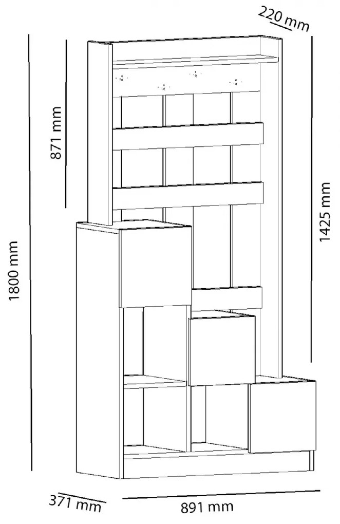 ΕΠΙΠΛΟ ΕΙΣΟΔΟΥ GRANT HM9047.01 ΛΕΥΚΟ ΚΑΡΥΔΙ 89,1x37,1x180Y εκ.