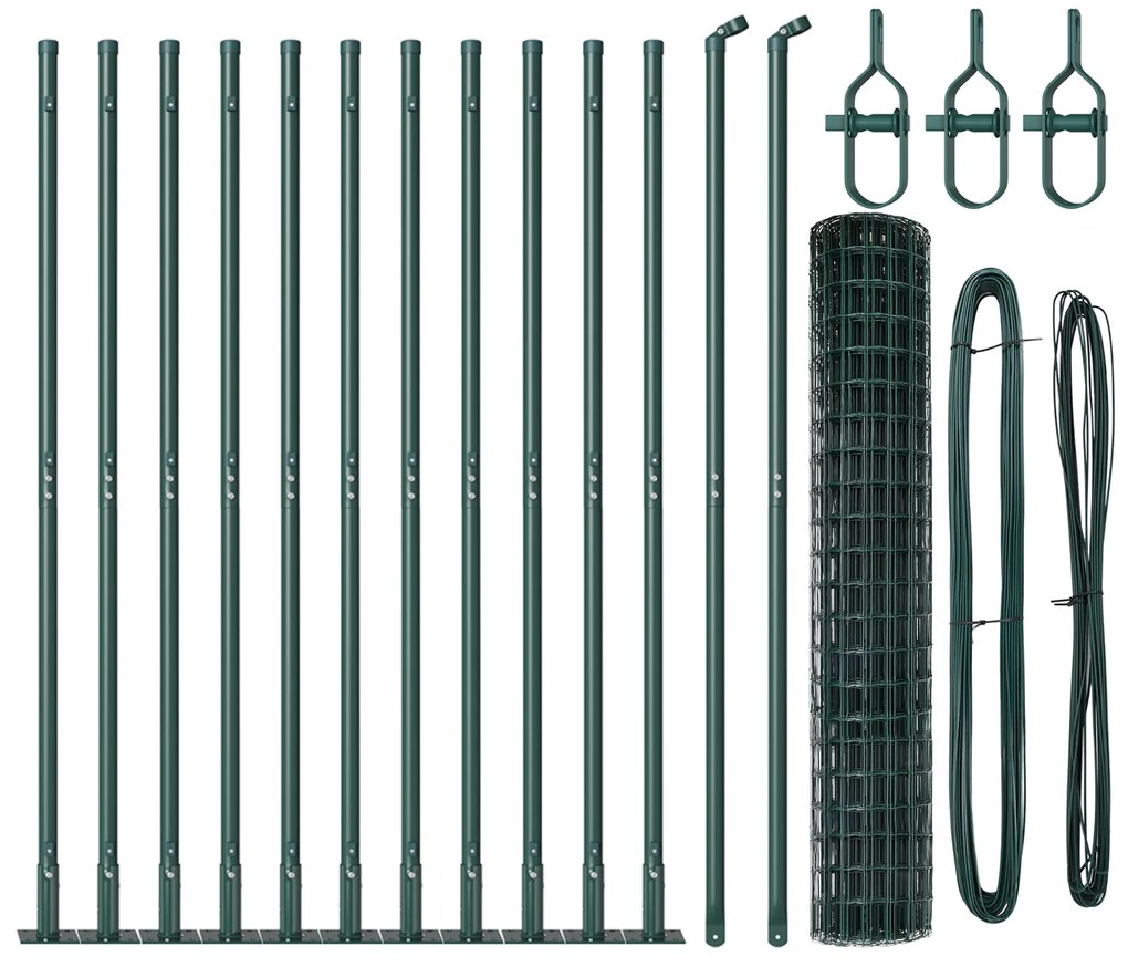 vidaXL Euro Fence με 13 φλαντζοειδείς πόλους 1,2x25 μ από γαλβανισμένο χάλυβα