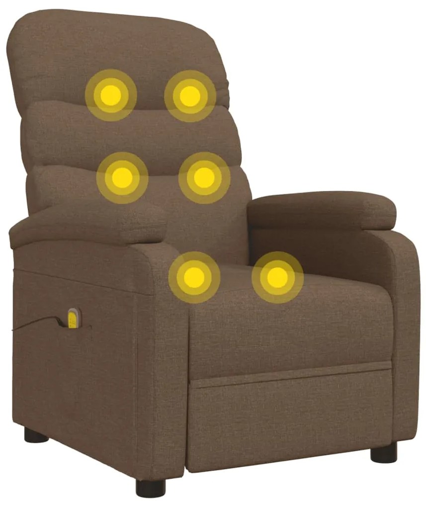 vidaXL Πολυθρόνα Μασάζ Καφέ Υφασμάτινη