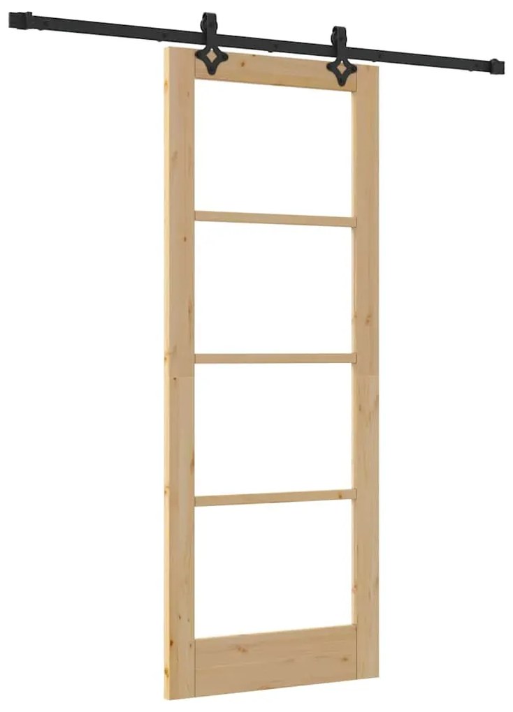 vidaXL Συρόμενη Πόρτα Χειροκίνητος Καφέ 78 x 202 εκ. Ξύλο και μέταλλο