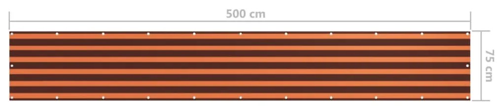 vidaXL Διαχωριστικό Βεράντας Πορτοκαλί/Καφέ 75 x 500 εκ. Ύφασμα Oxford