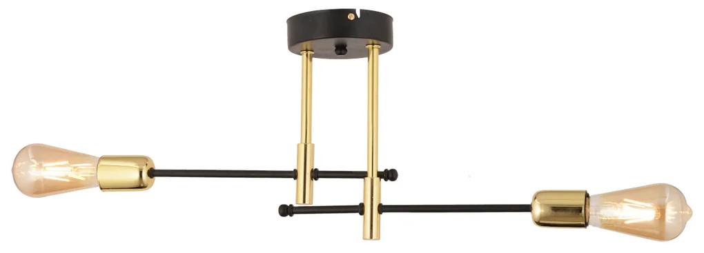 Φωτιστικό Κρεμαστό ArteLibre LISON Δίφωτο Χρυσό/Μαύρο Μέταλλο 58x25cm