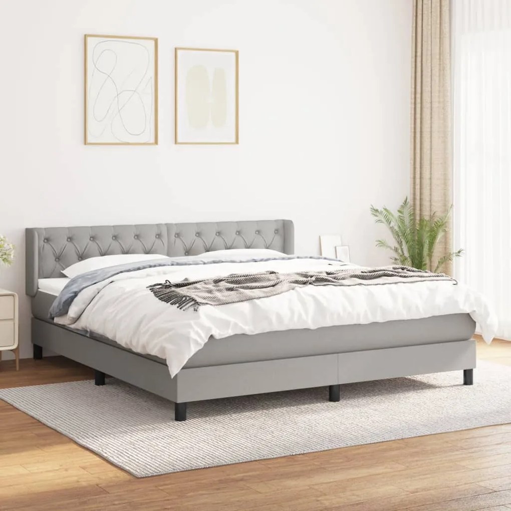 vidaXL Κρεβάτι Boxspring με Στρώμα Αν. Πράσινο 160x200εκ Υφασμάτινο