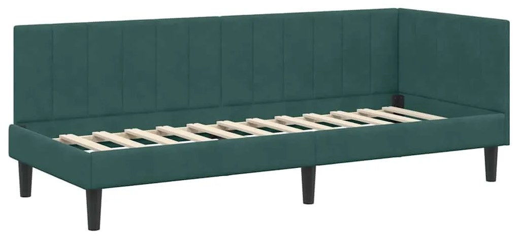 vidaXL Κρεβάτι γωνίας με στρώμα με στρώμα 2 pcs Πράσινο Βελούδο