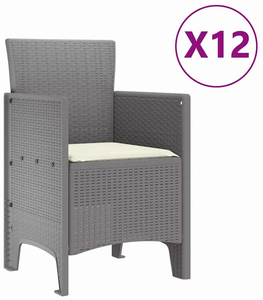 vidaXL Σέτ φαγητού για κήπο 13 pcs Ανοιχτό γκρι Rattan Polt