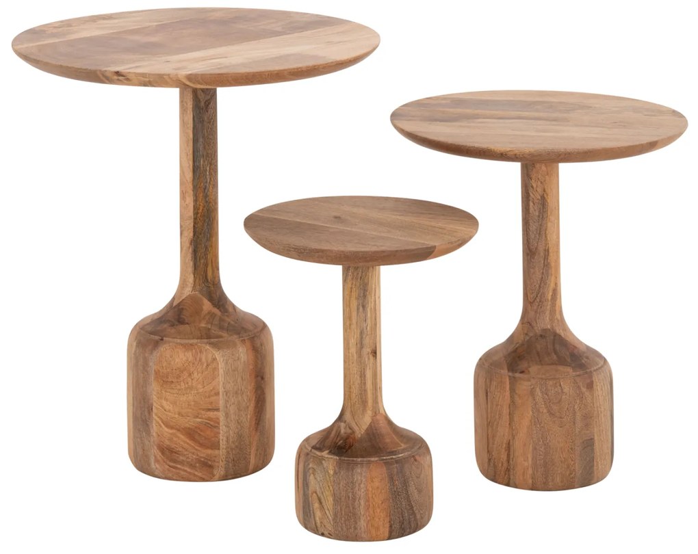 ΣΕΤ 3 ΣΤΡΟΓΓΥΛΑ ΤΡΑΠΕΖΑΚΙΑ ΣΑΛΟΝΙΟΥ GOBLET HM18348 ΞΥΛΟ ΑΚΑΚΙΑΣ Φ50x60Υεκ