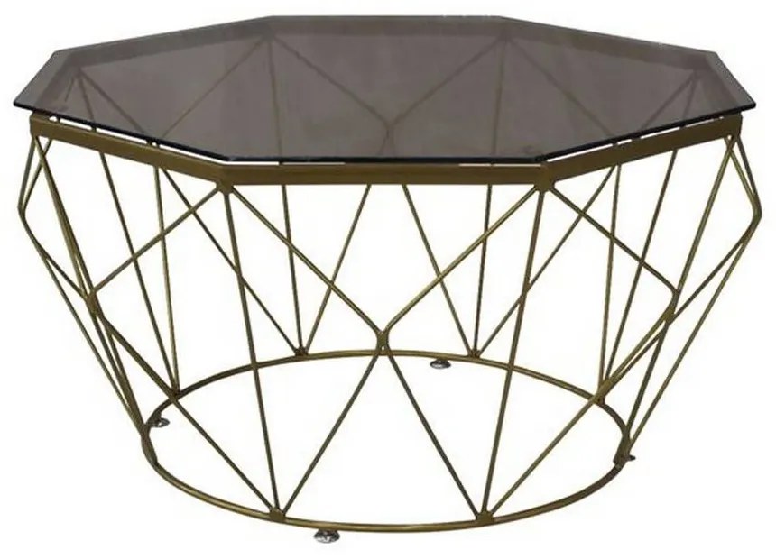 Τραπέζι Σαλονιού Grid Gold/Glass ΕΜ522,2 D.87cm/H.45cm Metal, Glass