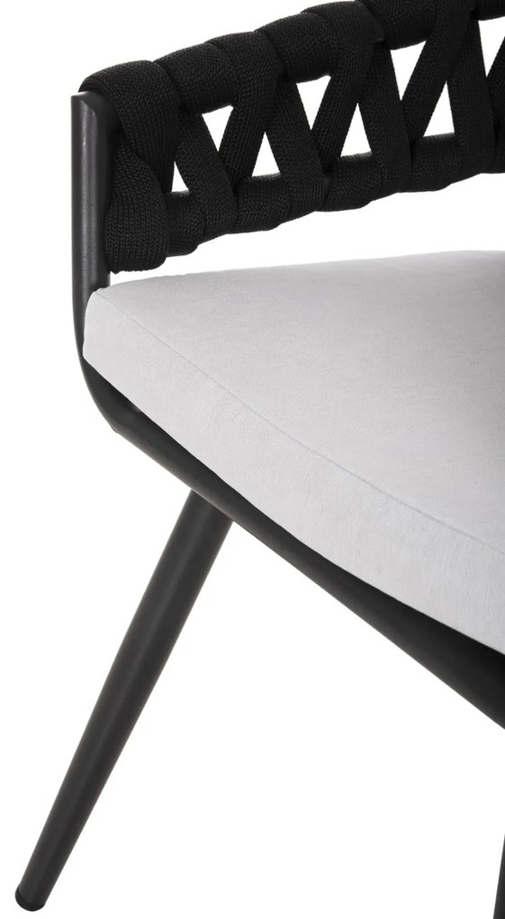 Καρέκλα - Πολυθρόνα CAMDEN C6141.01 Ανθρακί Αλουμινίου με Εκρού Μαξιλάρια σε Σχέδιο Print 56x60x72-87Υεκ. 56x60x87 εκ.