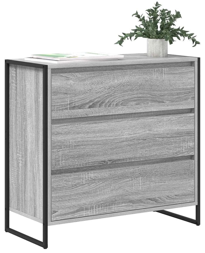 vidaXL Πλαϊνό γραφείο με συρτάρι Γκρίζο Σονομα 79 x 36 x 75.5 εκ.