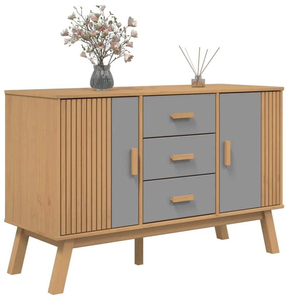 vidaXL Μπουφές OLDEN Γκρι &amp; Καφέ 114x43x73,5 εκ. από Μασίφ Ξύλο Πεύκου