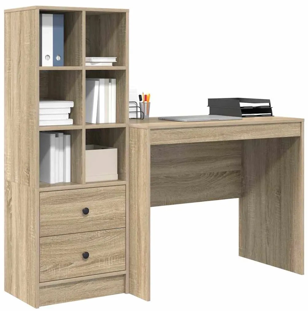 vidaXL Γραφείο με αποθηκευτικό χώρο 2 pcs Δρύς Sonoma 90 x 50 x 76 εκ.