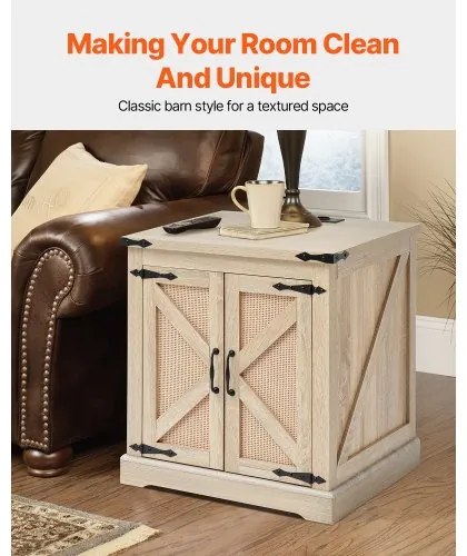 VEVOR Rattan Coffee Table Rectangle Rattan Coffee Table 2-Tier for Living Room