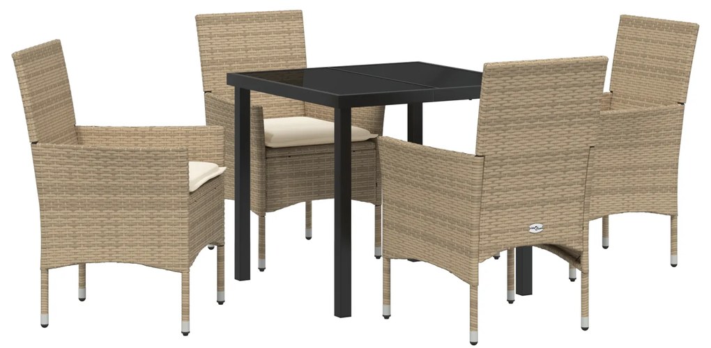 vidaXL Set κήπου 5 κομματιών με μπεζ μαξιλάρια
