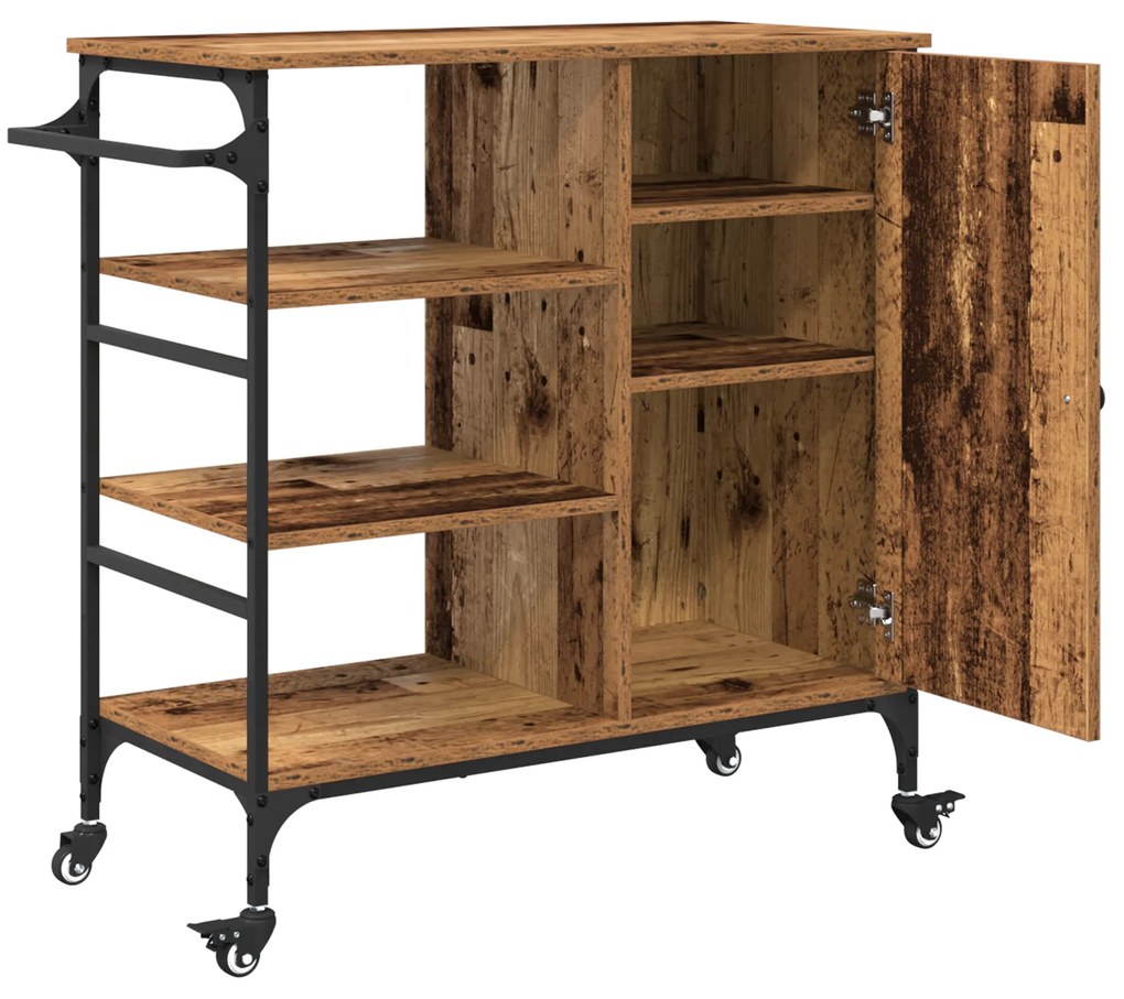 vidaXL Τροχόσπιτο Κουζίνας Παλιό Ξύλο 87,5x38,5x84,5 cm Κατασκευασμένο από Ξύλο