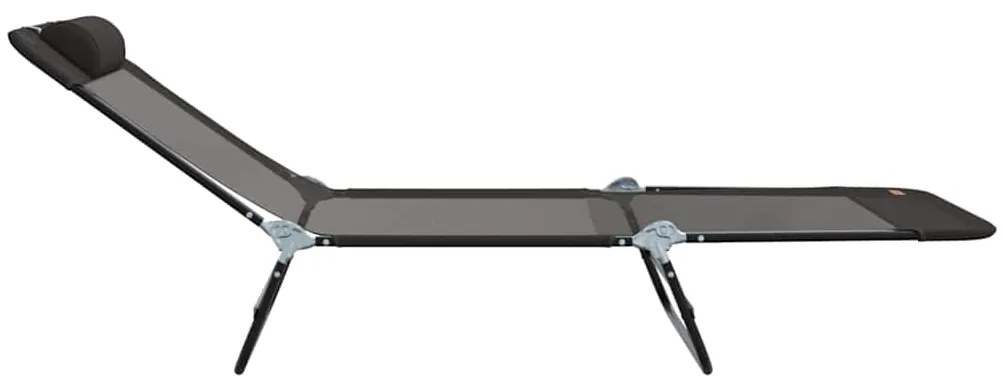 vidaXL Πτυσσόμενη ξαπλώστρα 2 pcs Μαύρο 182 x 55 x 85.5 εκ. Textilene