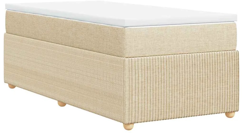 vidaXL Κρεβάτι Boxspring με Στρώμα Κρεμ 100 x 200 εκ. Υφασμάτινο