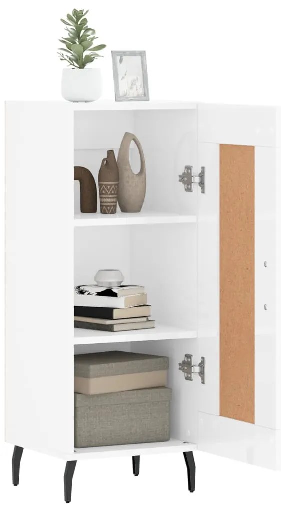 vidaXL Ντουλάπι Γυαλιστερό Λευκό 34,5x34x90 εκ. Επεξεργασμένο Ξύλο