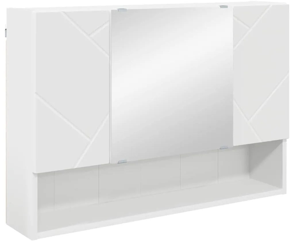 vidaXL Ντουλάπα Καθρέφτη Λευκό 80 x 17 x 55 εκ Επεξεργασμένο ξύλο