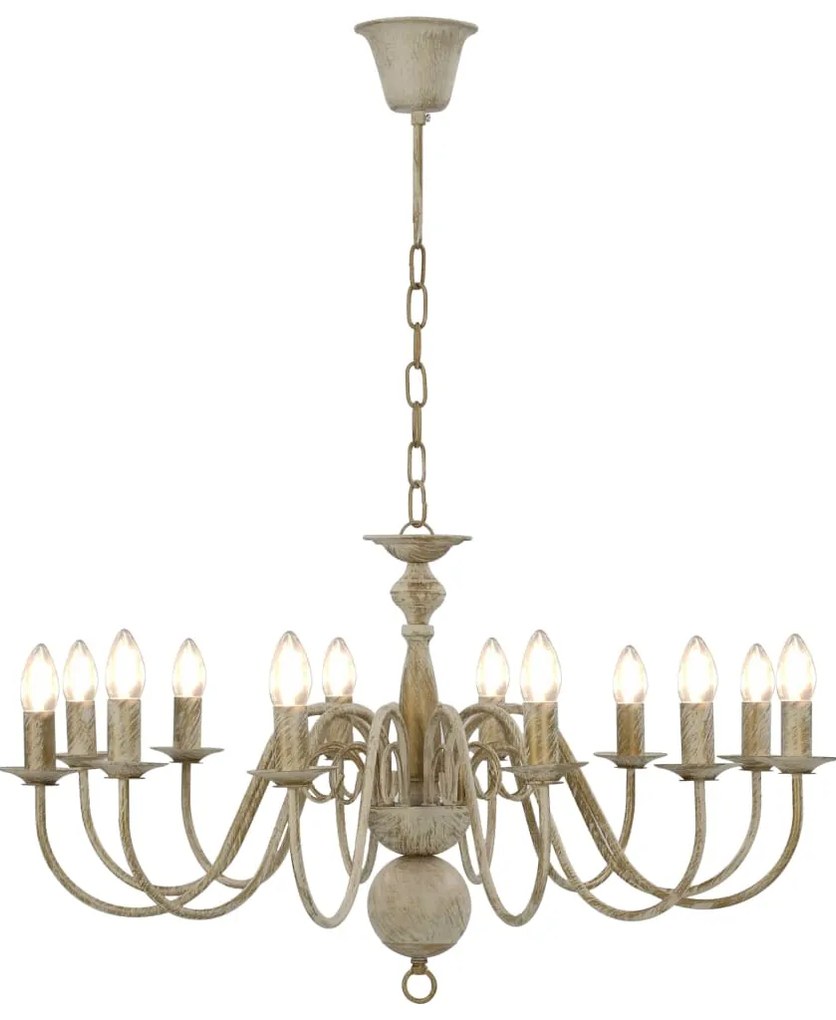 vidaXL Πολυέλαιος Αντικέ Λευκός με 12 Ντουί Ε14