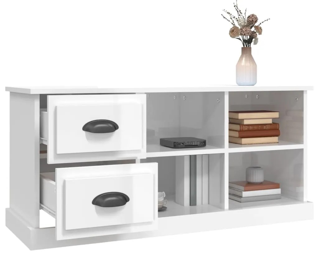 vidaXL Έπιπλο Τηλεόρασης Γυαλ. Λευκό 102x35,5x47,5 εκ. Επεξεργ. Ξύλο