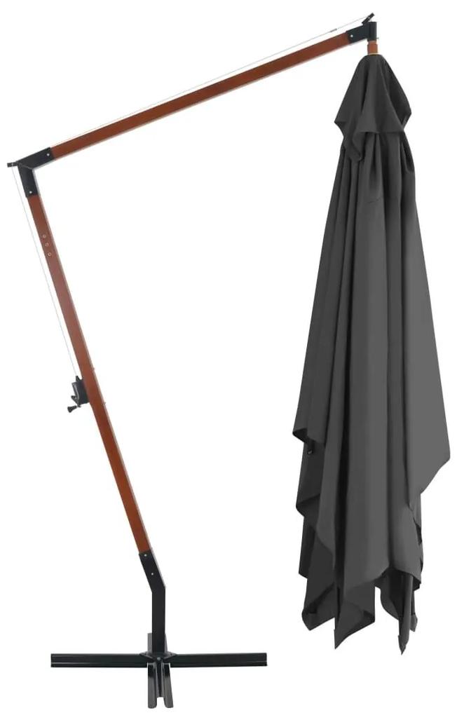 Ομπρέλα Κρεμαστή Ανθρακί 400 x 300 εκ. με Ξύλινο Ιστό - Ανθρακί