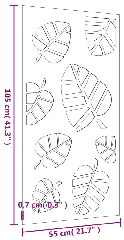 Διακοσμητικό Κήπου Επιτοίχιο Σχ. Φύλλων 105x55 εκ Ατσάλι Corten - Καφέ