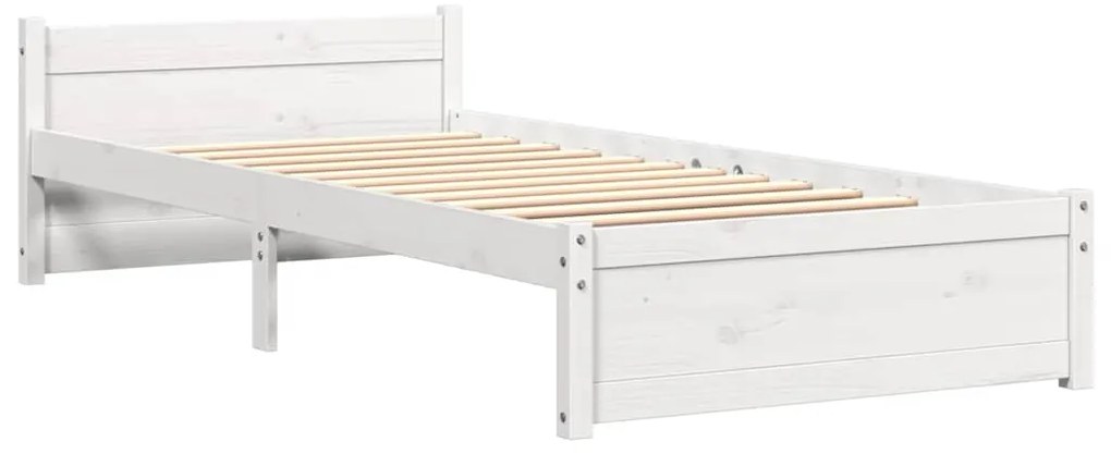vidaXL Πλαίσιο Κρεβατιού Λευκό 100 x 200 εκ. από Μασίφ Ξύλο
