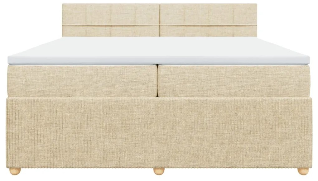 vidaXL Κρεβάτι Boxspring με Στρώμα Κρεμ 200x200 εκ. Υφασμάτινο